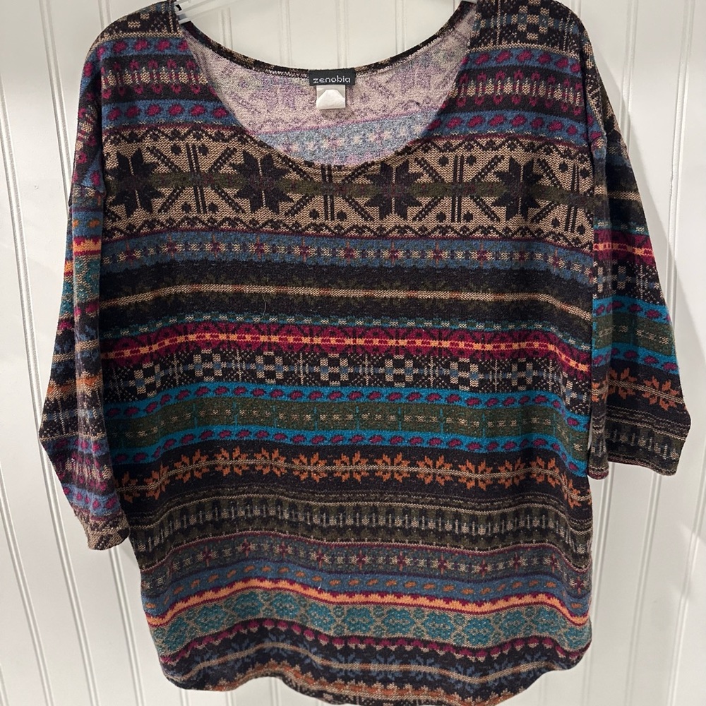 Printed pullover with drop shoulder